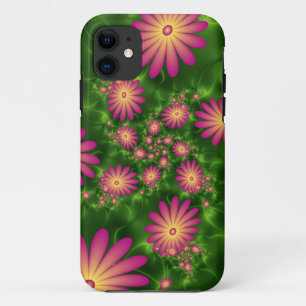 Pink Fantasy Flowers Modern Abstract Fractal Art Case-Mate iPhone Case