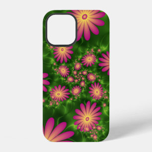 Pink Fantasy Flowers Modern Abstract Fractal Art iPhone 12 Case