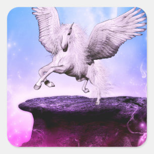 Pink Fantasy Unicorn Square Sticker