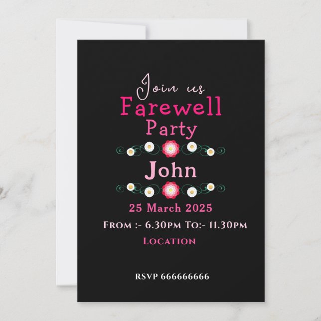 Pink Farewell Invitation (Front)