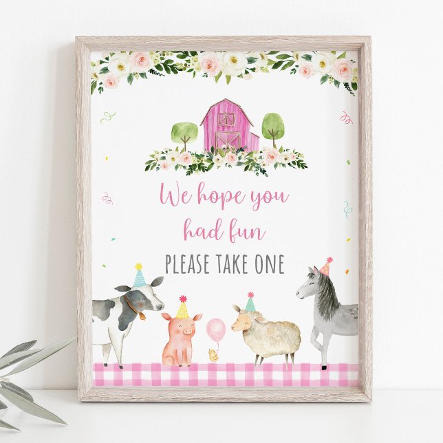 Pink Farm Animal Birthday Party Favour Sign (Creator Uploaded)