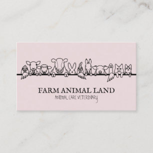 Pink Farm Animal Watch Veterinary Business Card