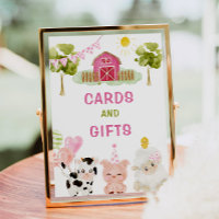 Pink Farm animals birthday party Cards and gifts