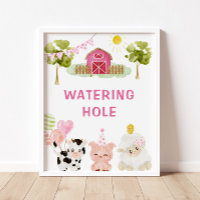 Pink Farm animals birthday party Watering hole