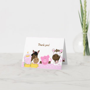 Pink Farm Babies Folded Thank you notes