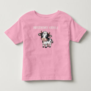 Pink Farm Cow Birthday Girl Shirt