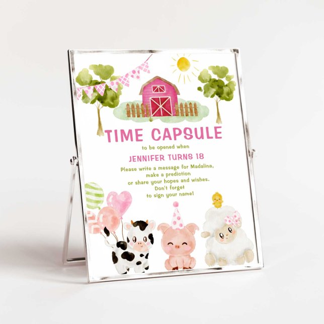 Pink Farm party animals birthday Time capsule Poster (Creator Uploaded)