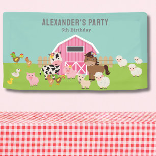 PINK FARM PARTY INVITATION BANNER