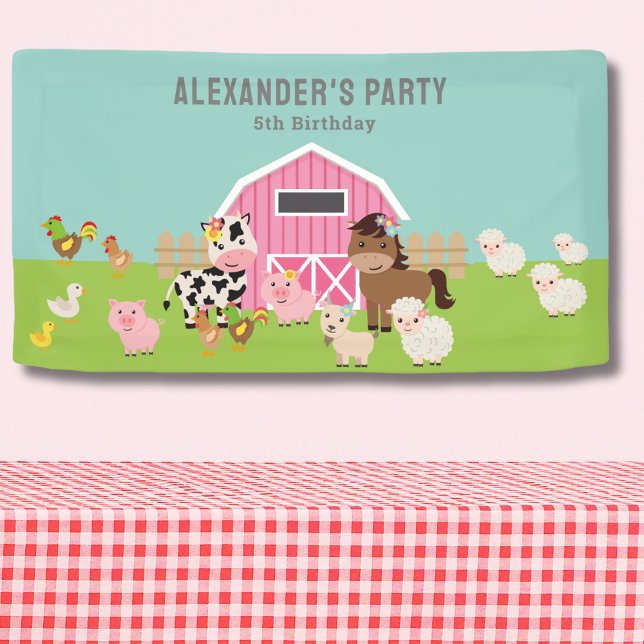 PINK FARM PARTY INVITATION BANNER (Creator Uploaded)