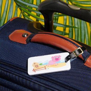 Pink Farm Pig Luggage Tag