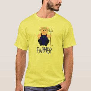 Pink Farmer Pig Blue Farmer T-Shirt