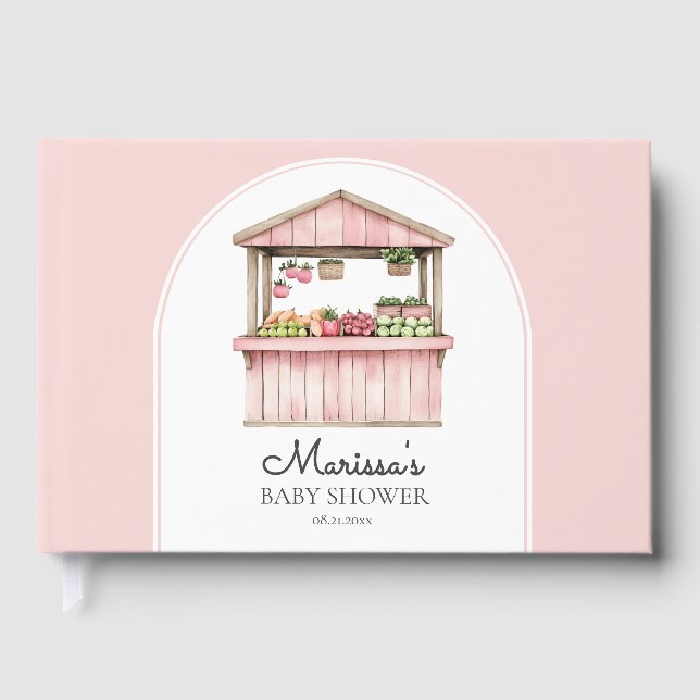 Pink Farmers Market Baby Shower Guest Book (Front)