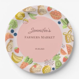 Pink Farmers Market Farm Fresh Birthday Paper Plate