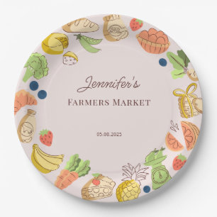 Pink Farmers Market Farm Fresh Birthday Paper Plate