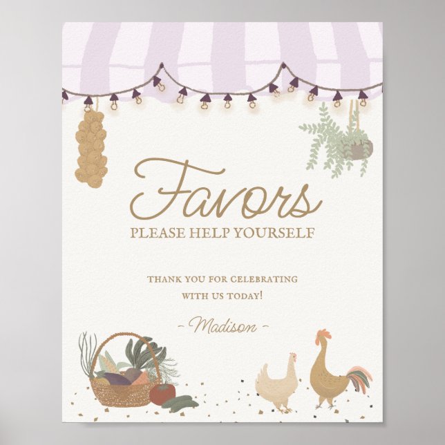 Pink Farmers Market Farm Fresh Favours Sign (Front)