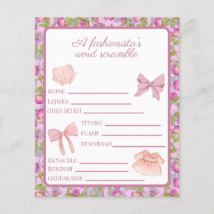 Pink Fashion Girl Birthday Word Scramble Activity