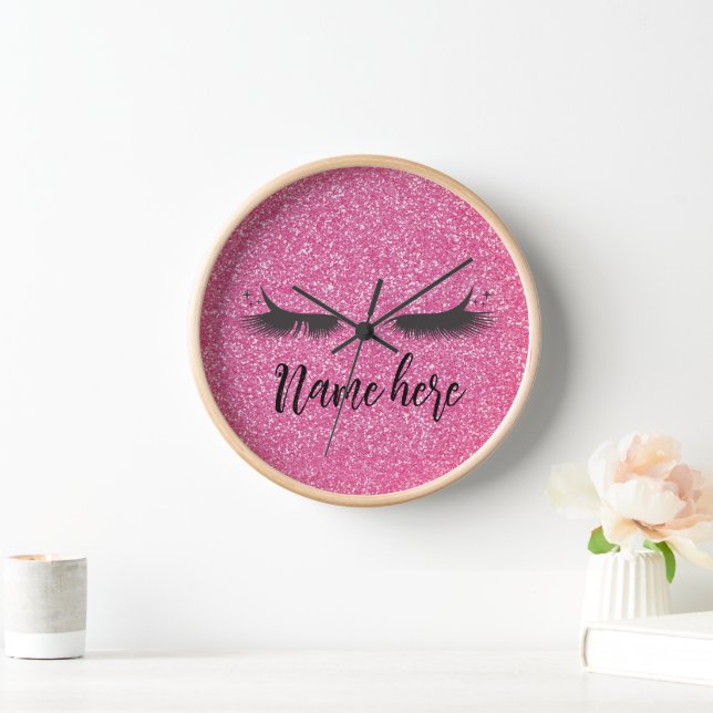 pink,fashion Stylist, Salon make up Large Clock (Home)