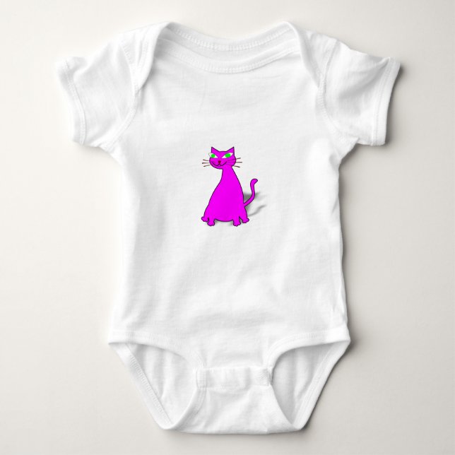 Pink Fat Cat Baby Bodysuit (Front)