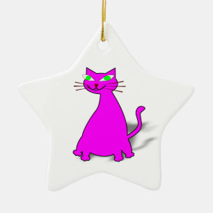 Pink Fat Cat Ceramic Tree Decoration