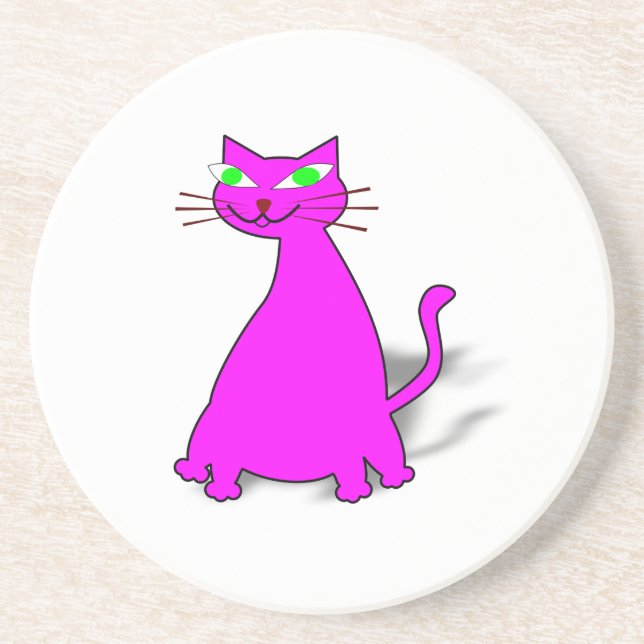 Pink Fat Cat Coaster (Front)