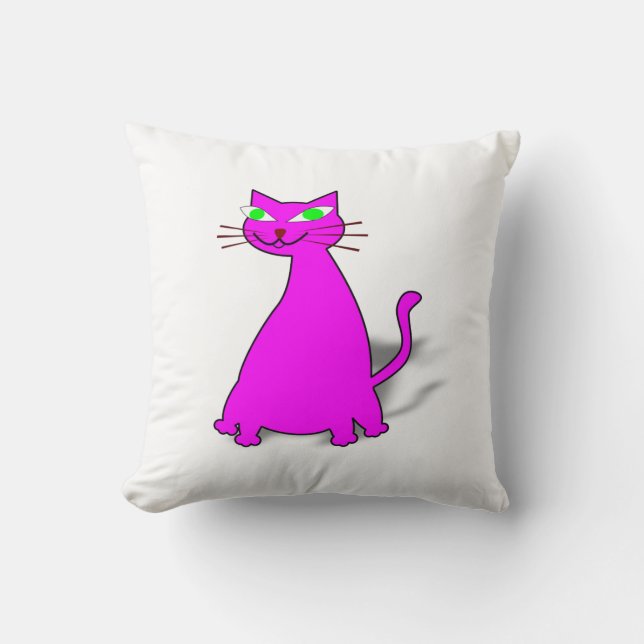 Pink Fat Cat Cushion (Front)