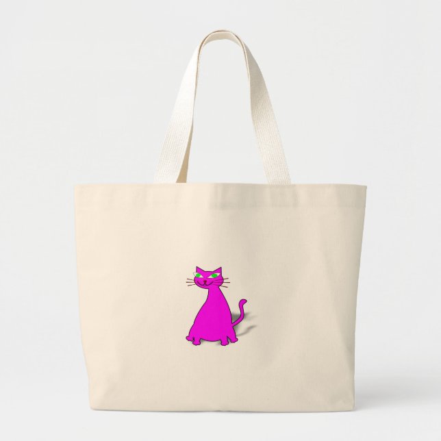 Pink Fat Cat Large Tote Bag (Front)