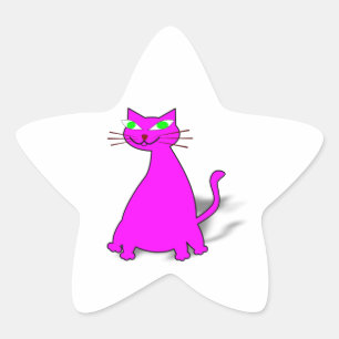 Pink Fat Cat Star Sticker