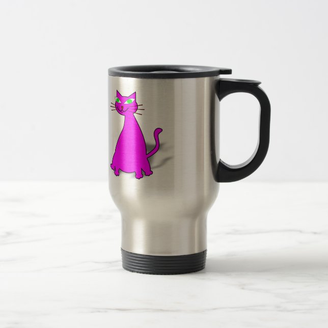 Pink Fat Cat Travel Mug (Right)