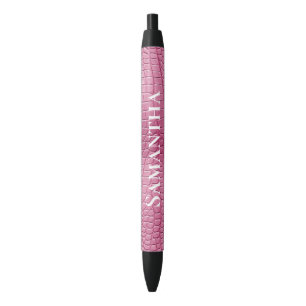 Pink Faux Alligator Animal Bridal Shower Wedding Black Ink Pen