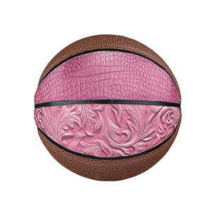 Pink Faux Alligator Animal  Mini Basketball