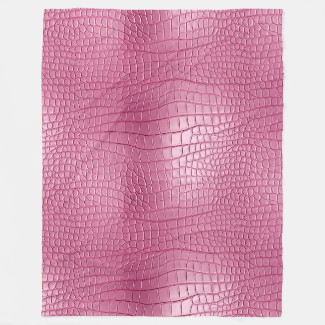 Pink Faux Alligator Animal Print Fleece Blanket (Front)