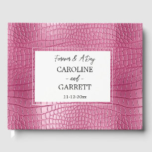 Pink Faux Alligator Animal Print Guest Book
