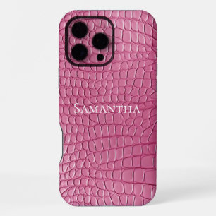 Pink Faux Alligator Animal Print iPhone 16 Pro Max Case