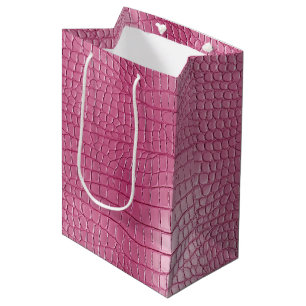 Pink Faux Alligator Animal Print Medium Gift Bag