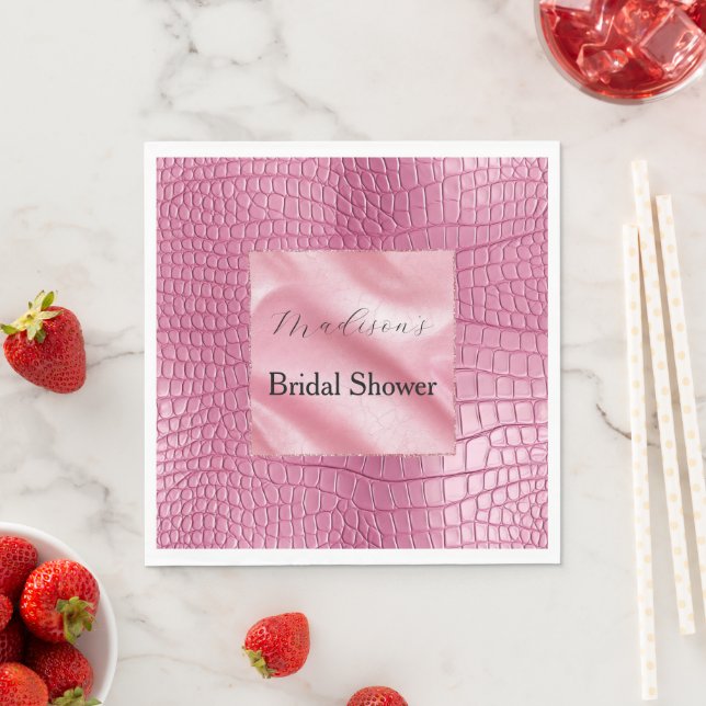 Pink Faux Alligator Animal Print Napkin (Insitu)