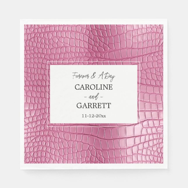 Pink Faux Alligator Animal Print Napkin (Front)