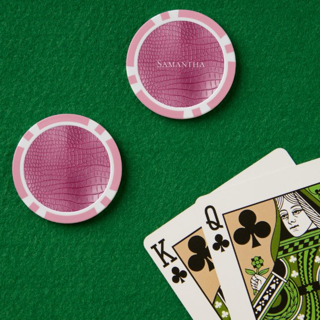 Pink Faux Alligator Animal Print Poker Chips (Poker Table (Double))