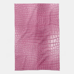 Pink Faux Alligator Animal Print Tea Towel
