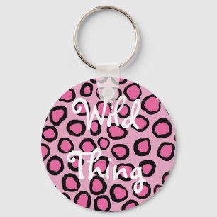 Pink Faux Animal Spots Print Wild Thing Key Ring