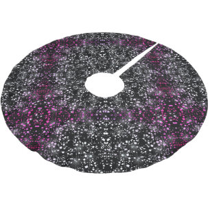 Pink Faux Glass Glitter Sparkle on Black Brushed Polyester Tree Skirt