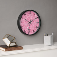Pink Faux Glitter Black Roman Numerals