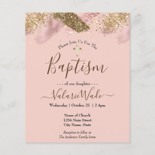 Pink Faux Glitter Budget Baptism Flyer
