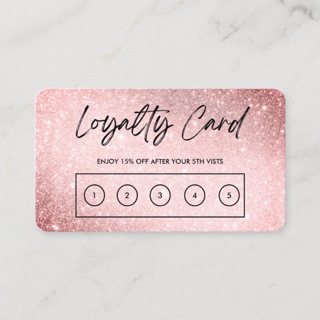 Pink Faux Glitter Custom Loyalty Card (Front)