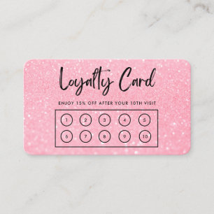 Pink Faux Glitter Custom Loyalty Card
