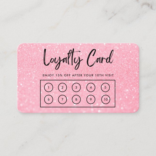 Pink Faux Glitter Custom Loyalty Card (Front)