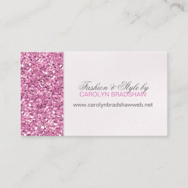 Pink Faux Glitter Glam Business Card (Front)