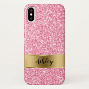 Pink Faux Glitter & Gold Stripe Case-Mate iPhone Case