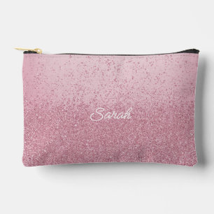 Pink Faux Glitter Valentine Accessory Pouch