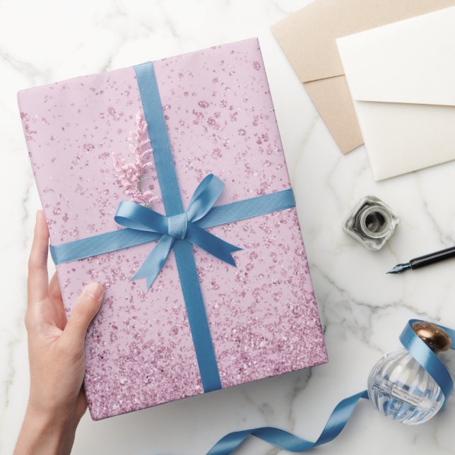 Pink Faux Glitter  Wrapping Paper (Gifting)