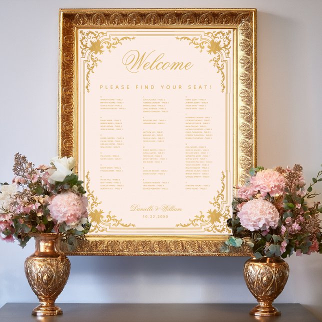 Pink Faux Gold Alphabetical Wedding Seating Chart  (Creator Uploaded)